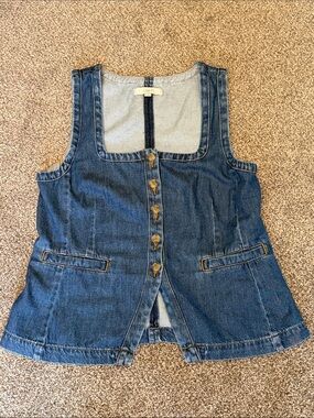 LOFT Dark Blue Denim Button Vest - size 12